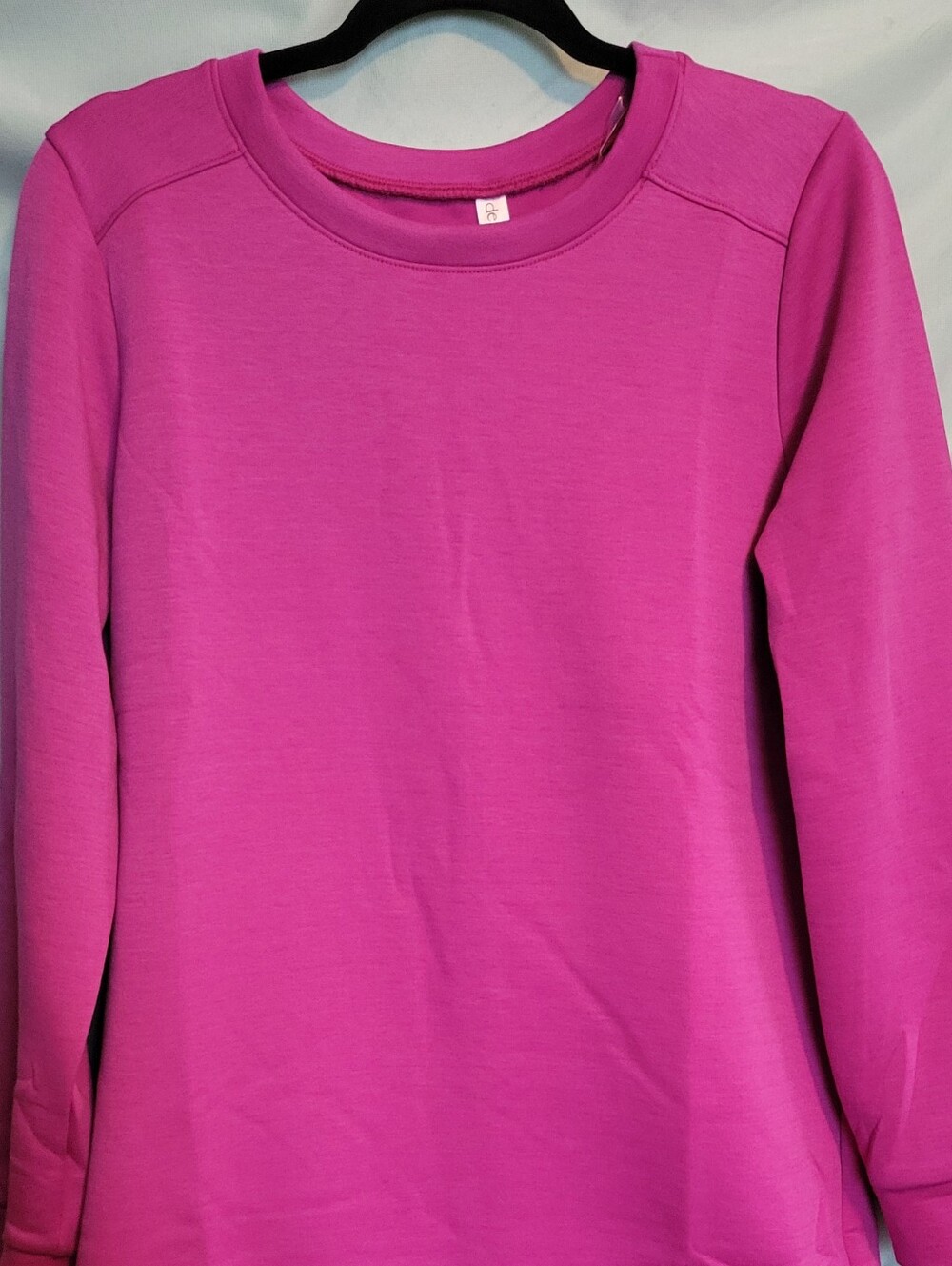 Scarlett Long Sleeve Crewneck Dress in Fuchsia Pink
